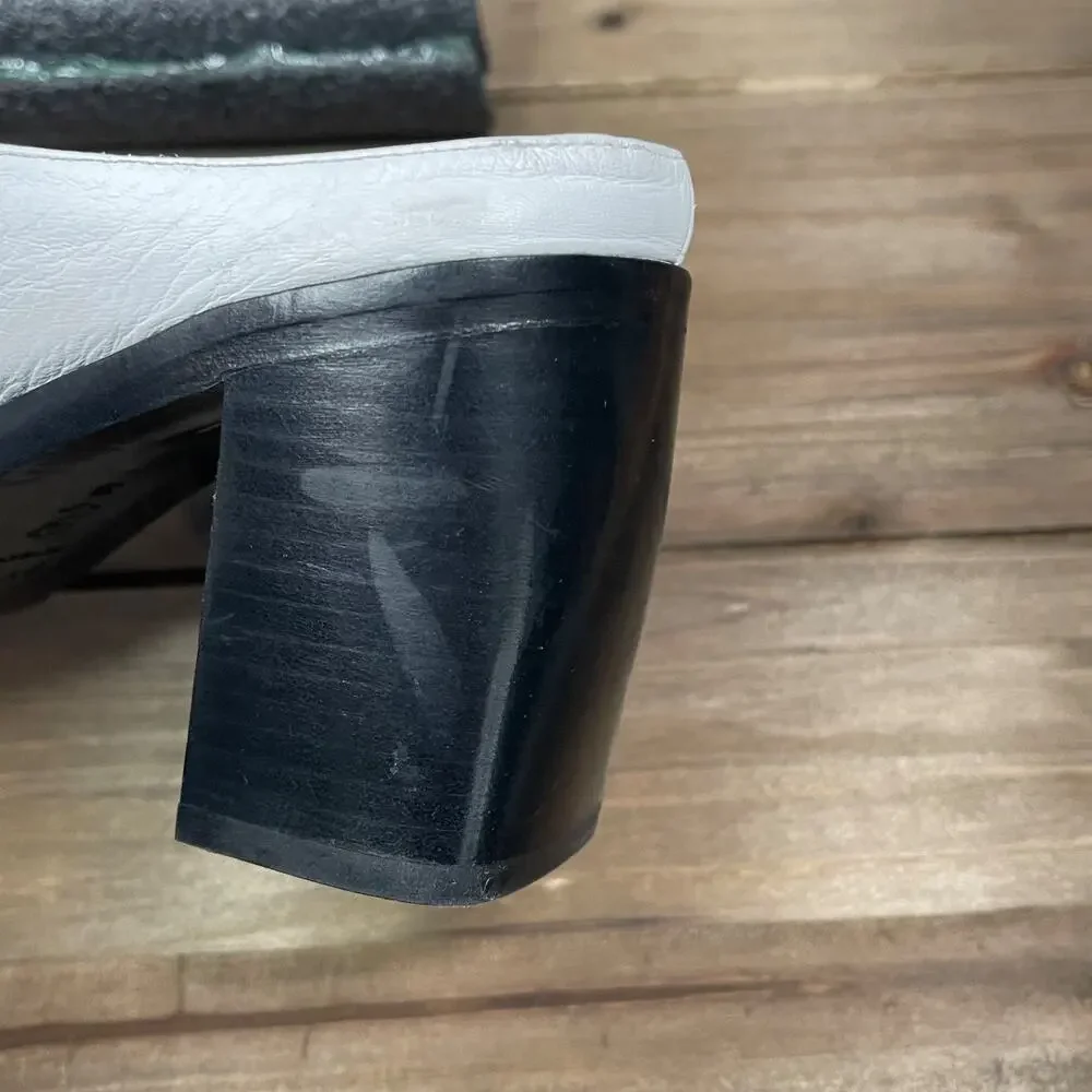 BY FAR Women's Block Heel Mule Clog Size 39 White Nappa Leather Pointed Toe - Picture 14 of 16